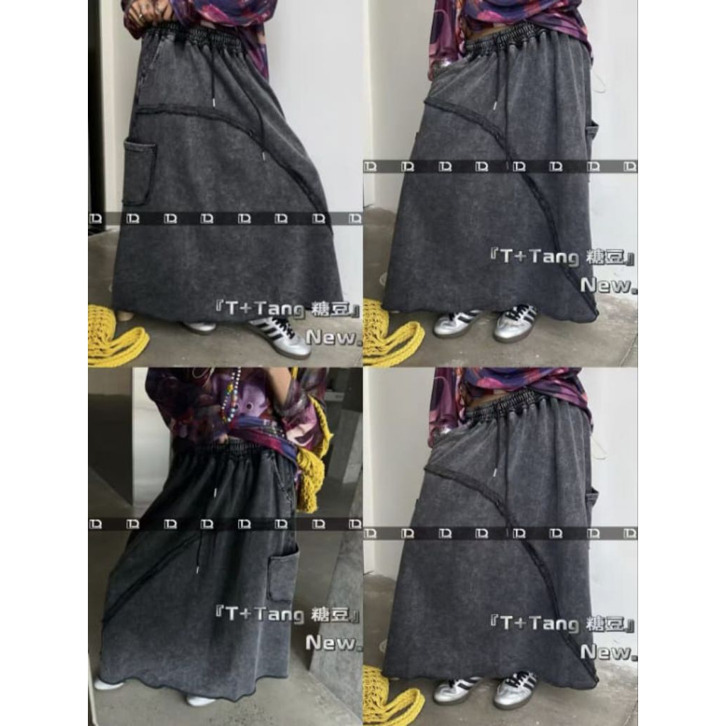 ROK T+TANG PANJANG IMPORT BLACK WASH / ROK POLOS / ROK KAOS / ROK KEREN