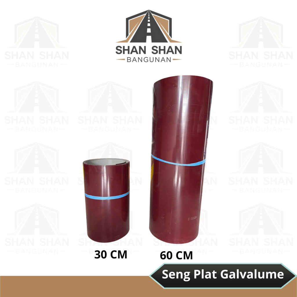 Seng Plat Galvalume / Seng Plat Warna Maroon / Seng Licin / Talang Seng Licin Per METER Lebar 30 CM,