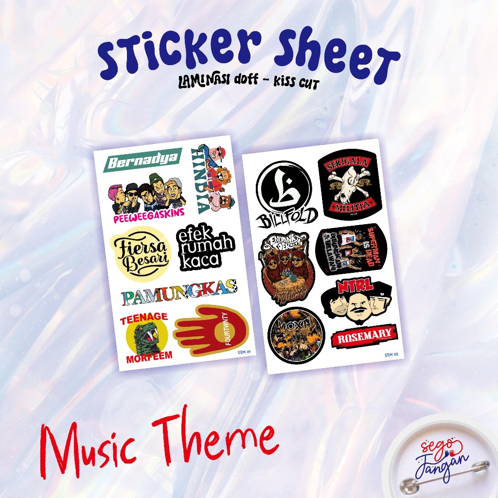 STIKER SHEET - STICKER SHEET MUSIC - ENDANK SOEKAMTI - STIKER Y2K - PAMUNGKAS - HINDIA - TEMA MUSIK