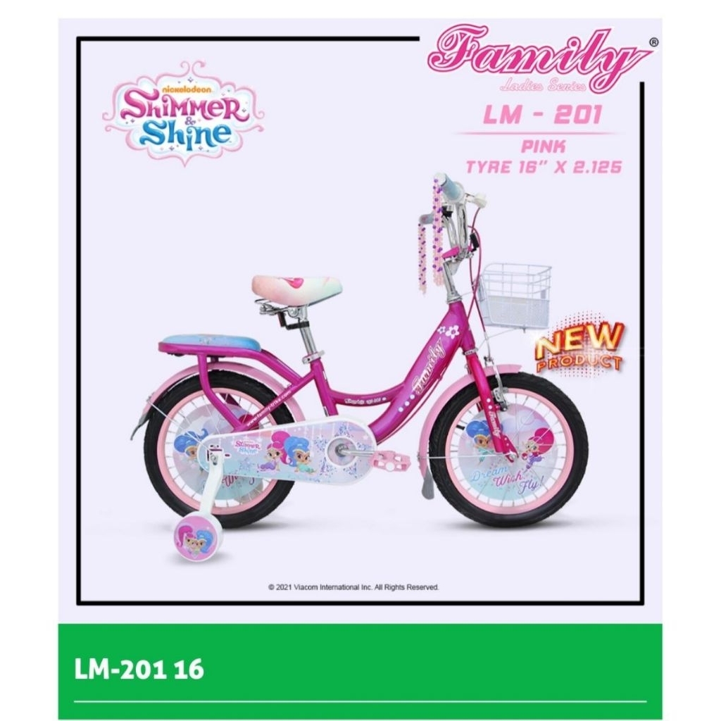 Sepeda Anak Mini Merek Family 16 inch , Series Shimmer & Shine, Daisy - Flubber. - Lilies