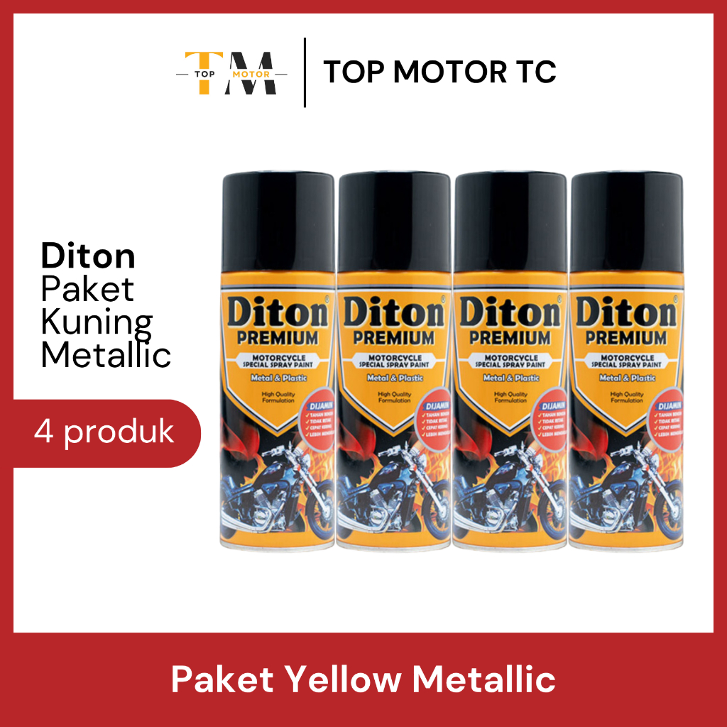 [PAKET] Cat Semprot Diton Premium Kuning Metalik (Epoxy + Silver + Yellow Metallic + Clear)