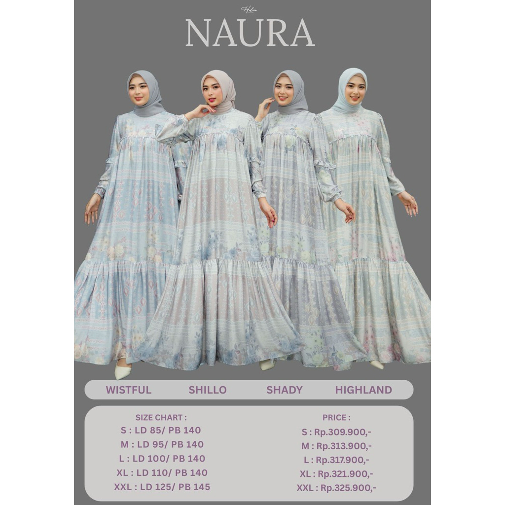 READY STOCK BISA COD NAURA DRESS HALWA DRESS LEBARAN KEWAH PAYET