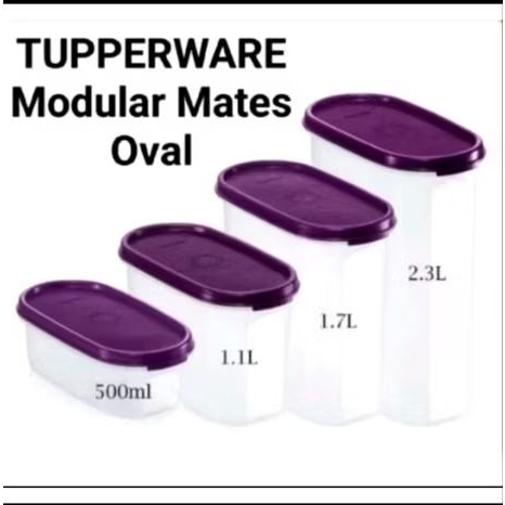 toples Modular Mates Oval Tutup Ungu Tupperware