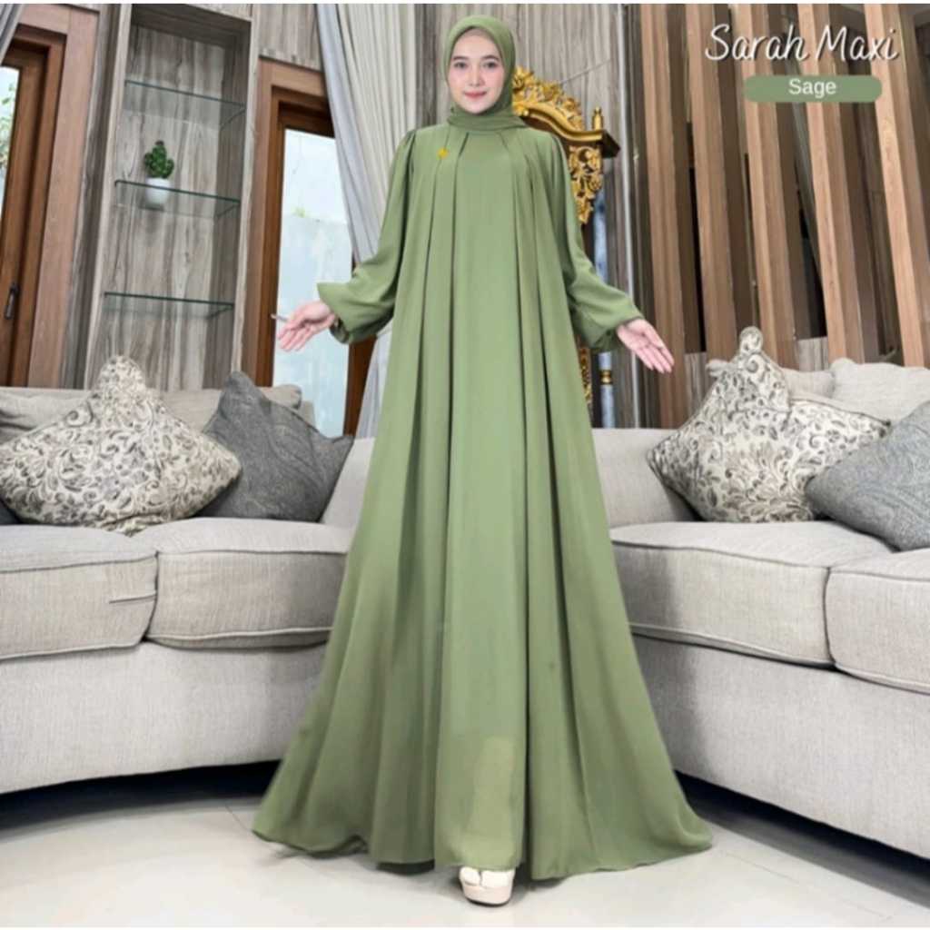 Sarah Maxi | Bahan Ceruty | Gamis Kondangan | Mewah | Cantik