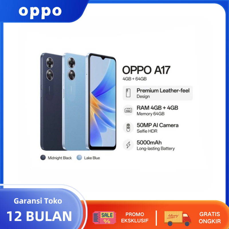 Oppo A17 Ram 6/128GB NEW Garansi resmi 1 tahun