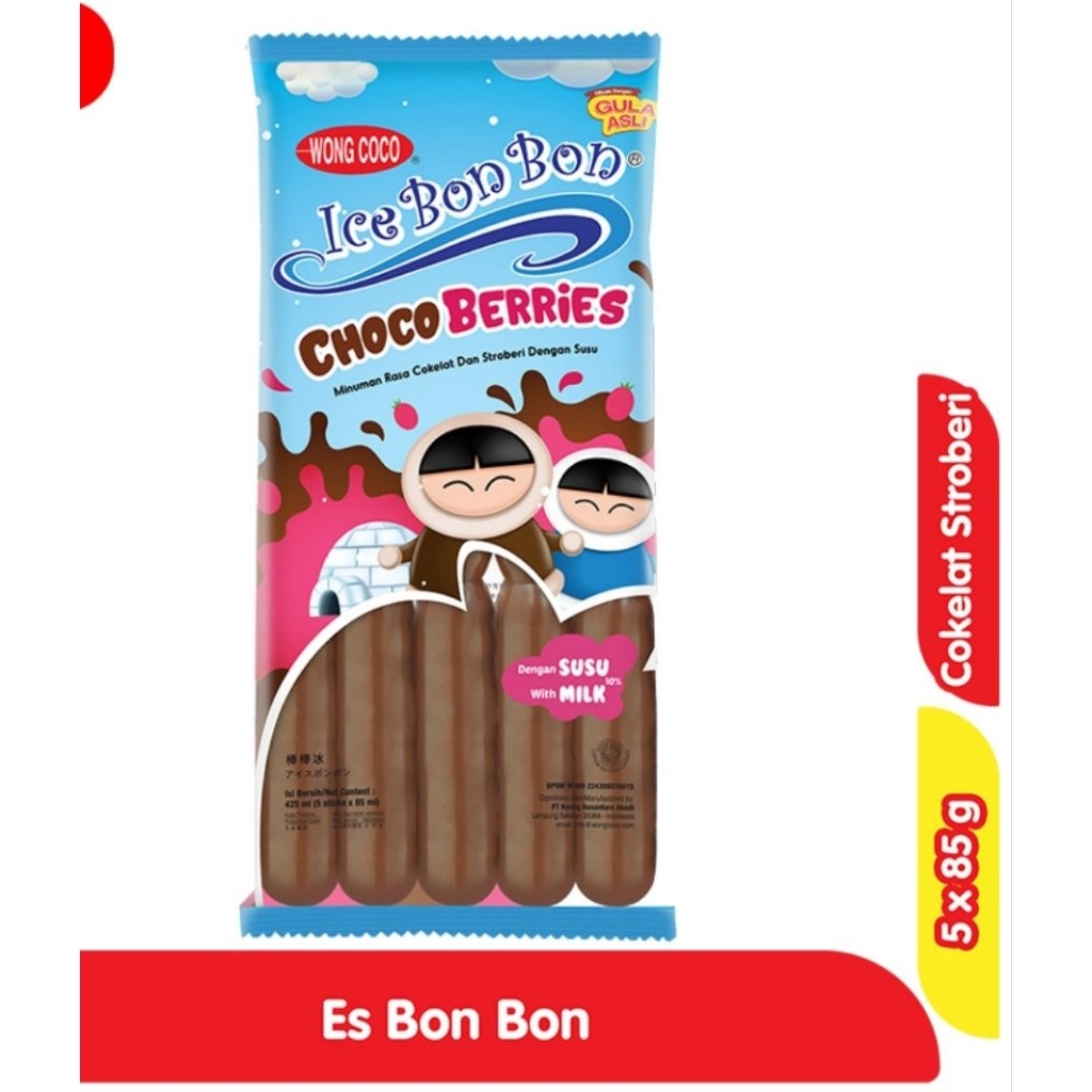 Wong Coco Es Bon Bon Cokelat Stroberi 5x85g