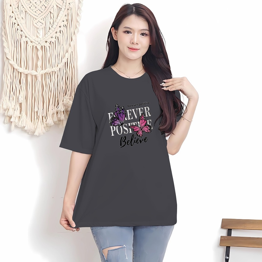 Kaos Oversize Wanita/Kaos Wanita Kekinian/Kaos Wanita/Baju Oversize Wanita/Atasan T-Shirt Butterfly