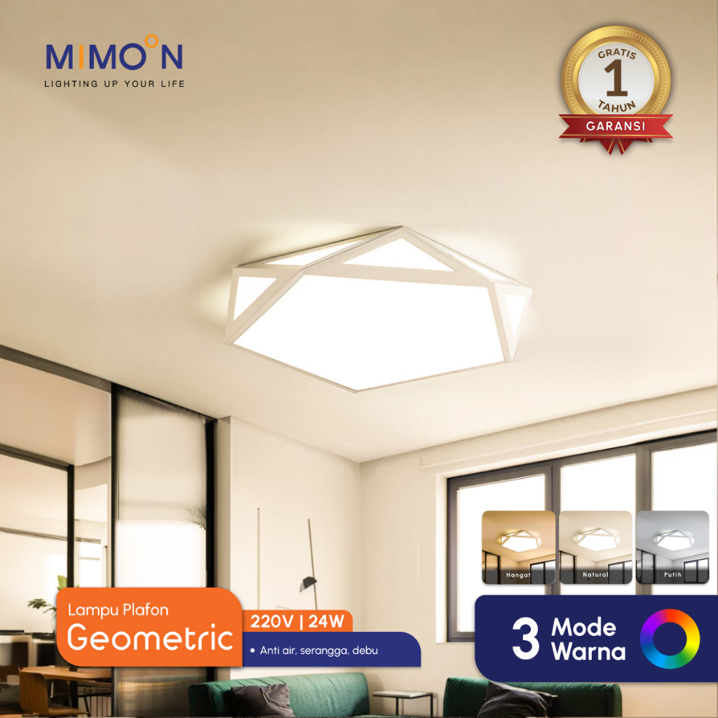 MIMOON Lampu LED Plafon Lampu Led Tempel Lampu  Minimalis Ruang Kamar Tamu Teras Lampu 3 Warna LED L