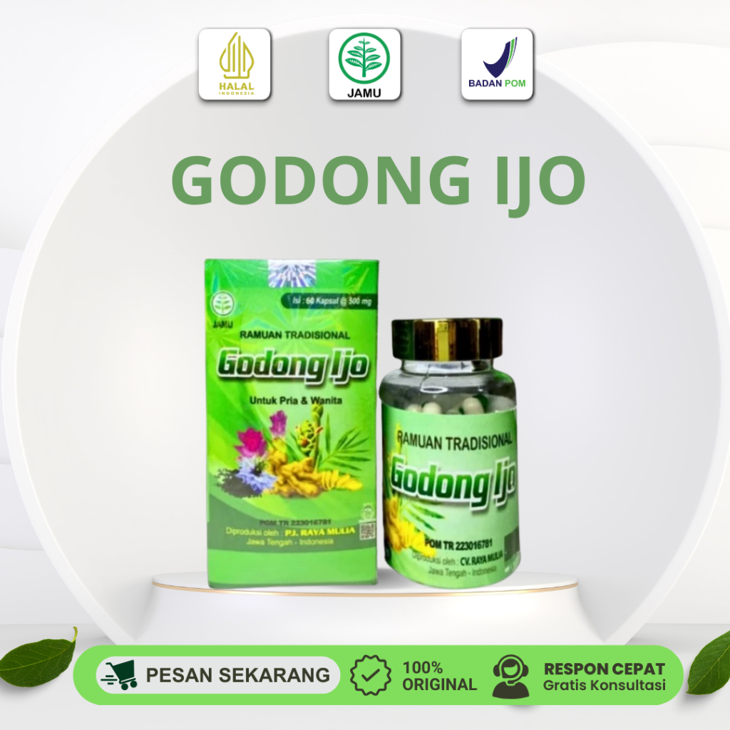Godong Ijo Kapsul Original BPOM Obat Syaraf Kejepit Herbal Asam Urat Nyeri Sendi