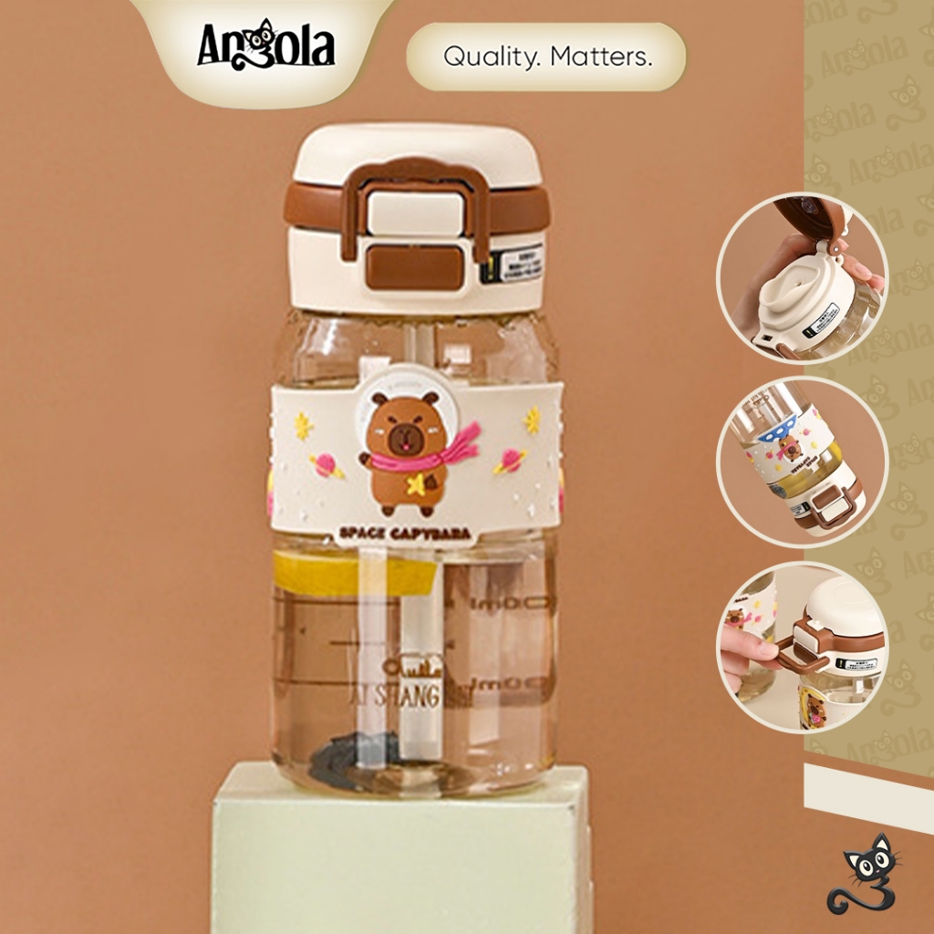ANGOLA Botol Minum Capybara Imut Lucu Menggemaskan W06 Botol Tumbler karakter Capibara Anak Sekolah
