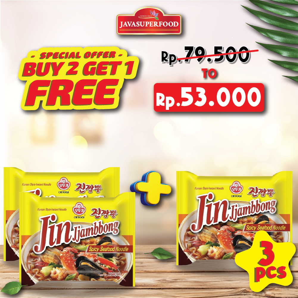 (BUY 2 GET 1) Ottogi Jin Jjambbong Ramen Ramyun 130g/Mi Ramen Rasa Seafood Asli Korea