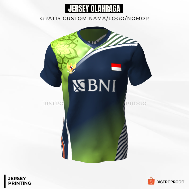Kaos Jersey Badminton Hijau Motif Abstrak 99 - Jersey Custom Full Printing