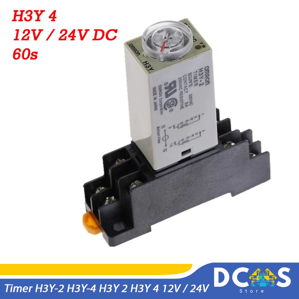 Timer H3Y-2 H3Y-4 H3Y 2 H3Y 4 12V / 24V DC 60s 1min Delay Relay DPDT + Socket Base