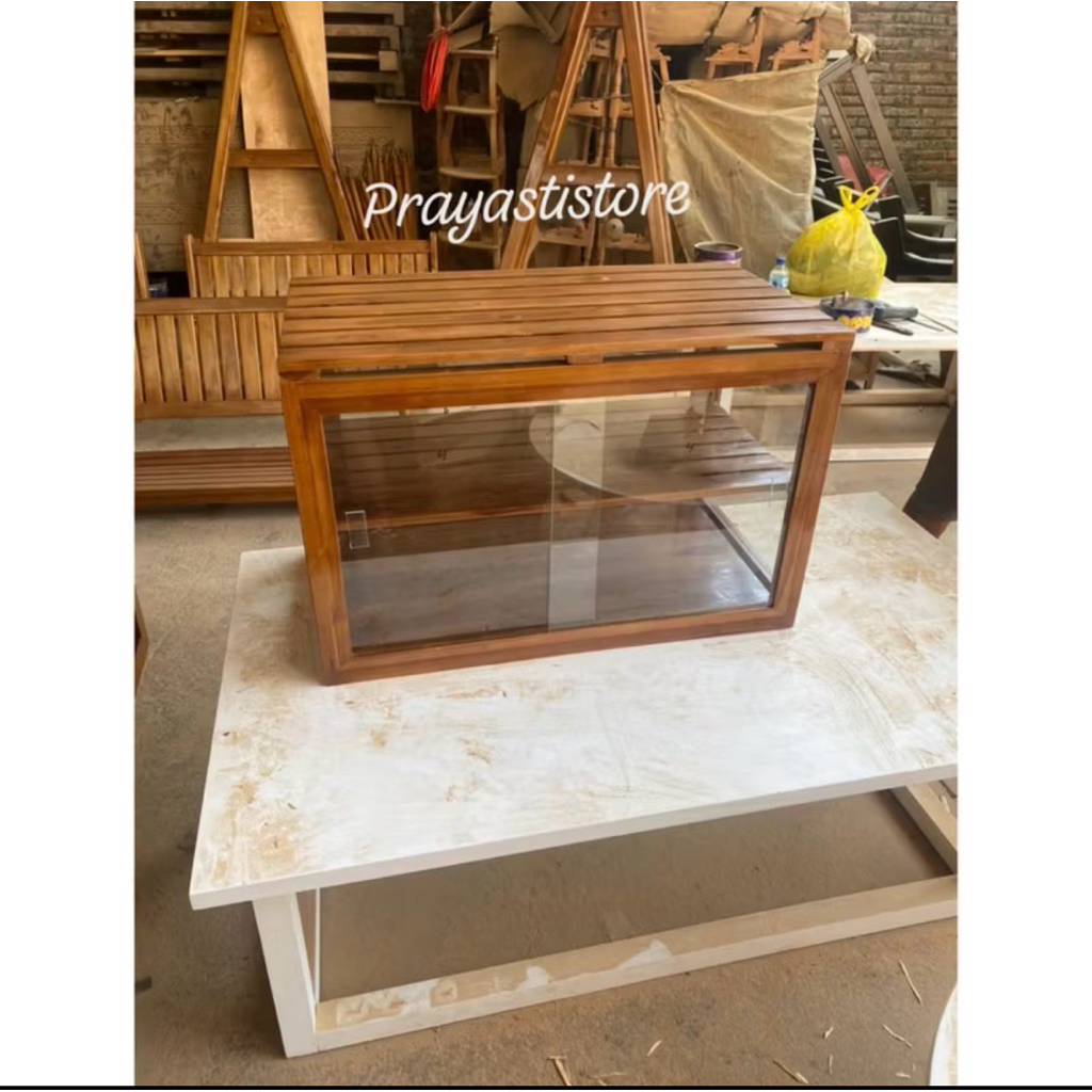 Lemari Display Makanan Dan Roti Jati Lemari Penyimpanan makana Dan Roti Bahan Kayu Jati