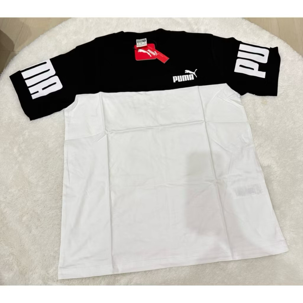 Men’s T-Shirt PUMA Two Tone White Black Baju Kaos Pria ORIGINAL (SIze M)