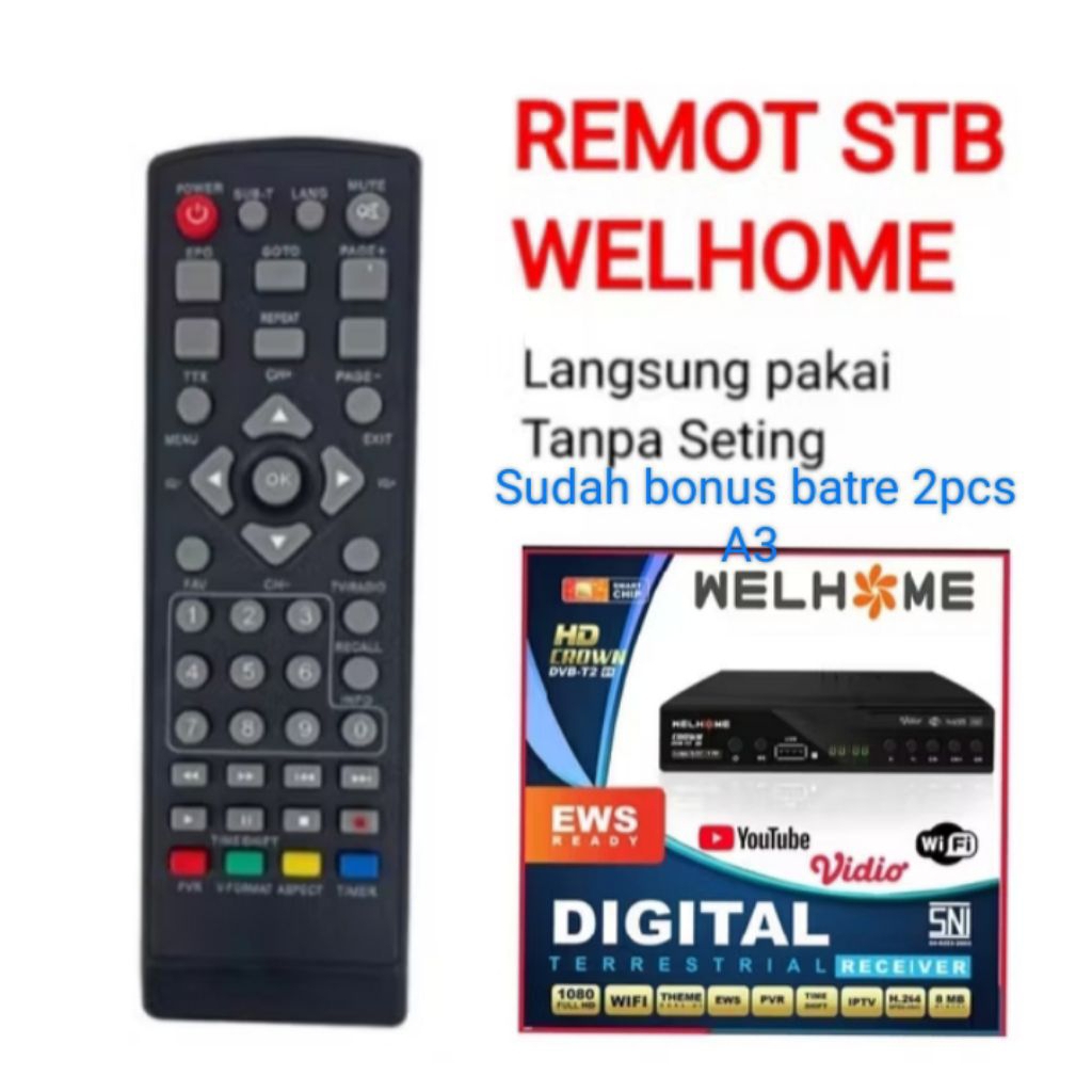 REMOT DIGITAL STB WELHOME REMOT RECEIVER SET TOP BOX DIGITAL WELHOME