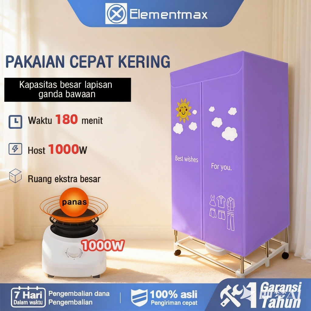 Elementmax Pengering pakaian berkapasitas besar mesin clothes pengering pakaian rumah tangga pakaian