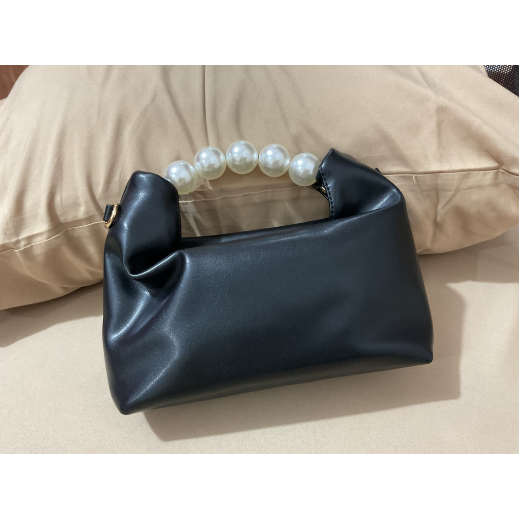 Tas Selempang Kulit Wanita Tas Cewek Handbag Mutiara Rantai Mini Slingbag