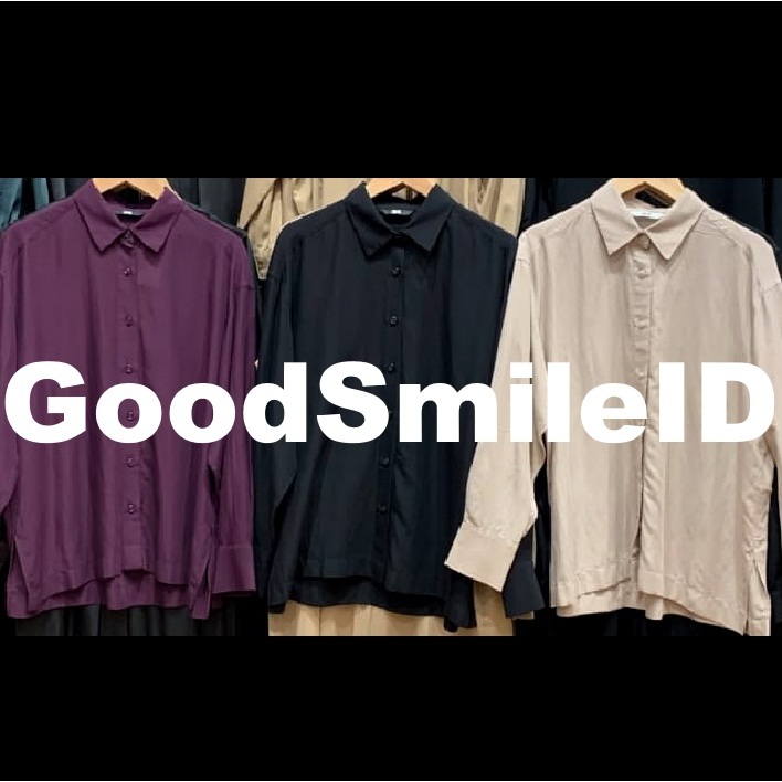 SALE Women Kemeja Lawn Halus Lembut Kotak Polos Blouse Blus Wanita Cewek  JASTIP UNIQLO