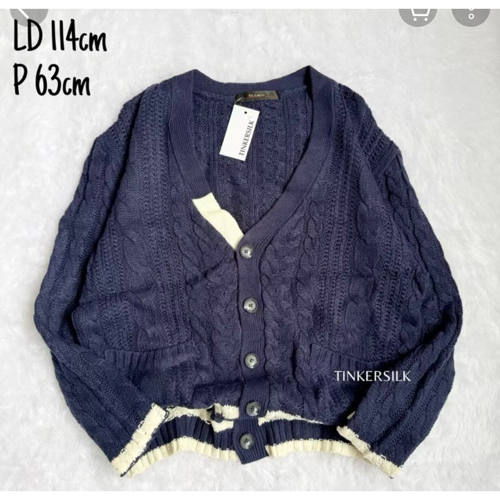 [Preloved] Navy cable cardigan