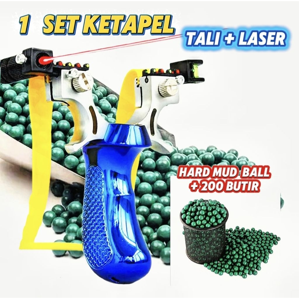 ketapel Burung 1set Lengkap Tali dan Laser Plus200 Butir Peluru Bisa COD