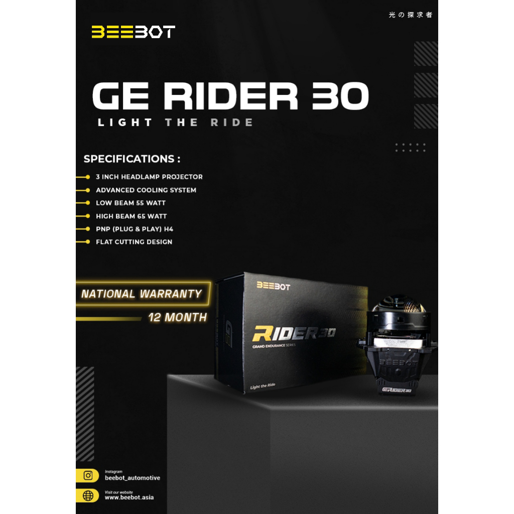 Beebot GE Rider 30 Bi-Led Headlamp 3 Inch