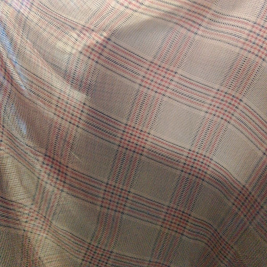 Kain Sifon Sutra Motif Kotak Coklat  / Bahan Dress Gamis Jilbab Printing Rm