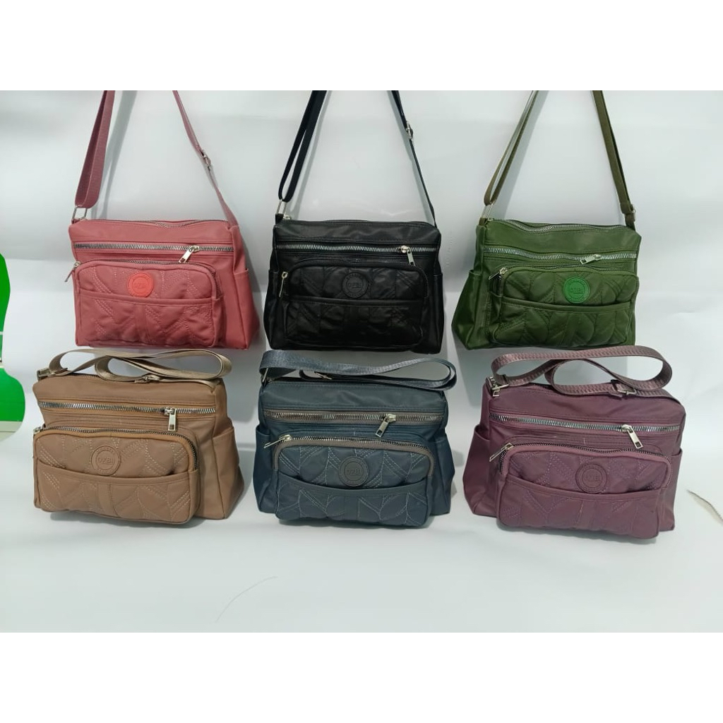 OZBI11|123|Tas Selempang Bahu Wanita Bordir 4 Ruang|Tas viral|Tas Kekinian