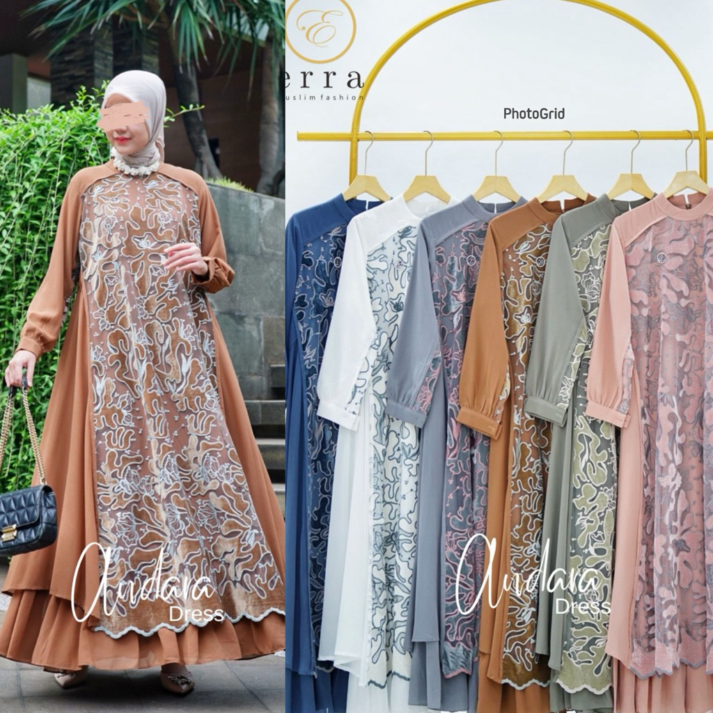 ANDARA DRESS BY ERRA.ID/gamis susun premium/Raya series/bisa cod