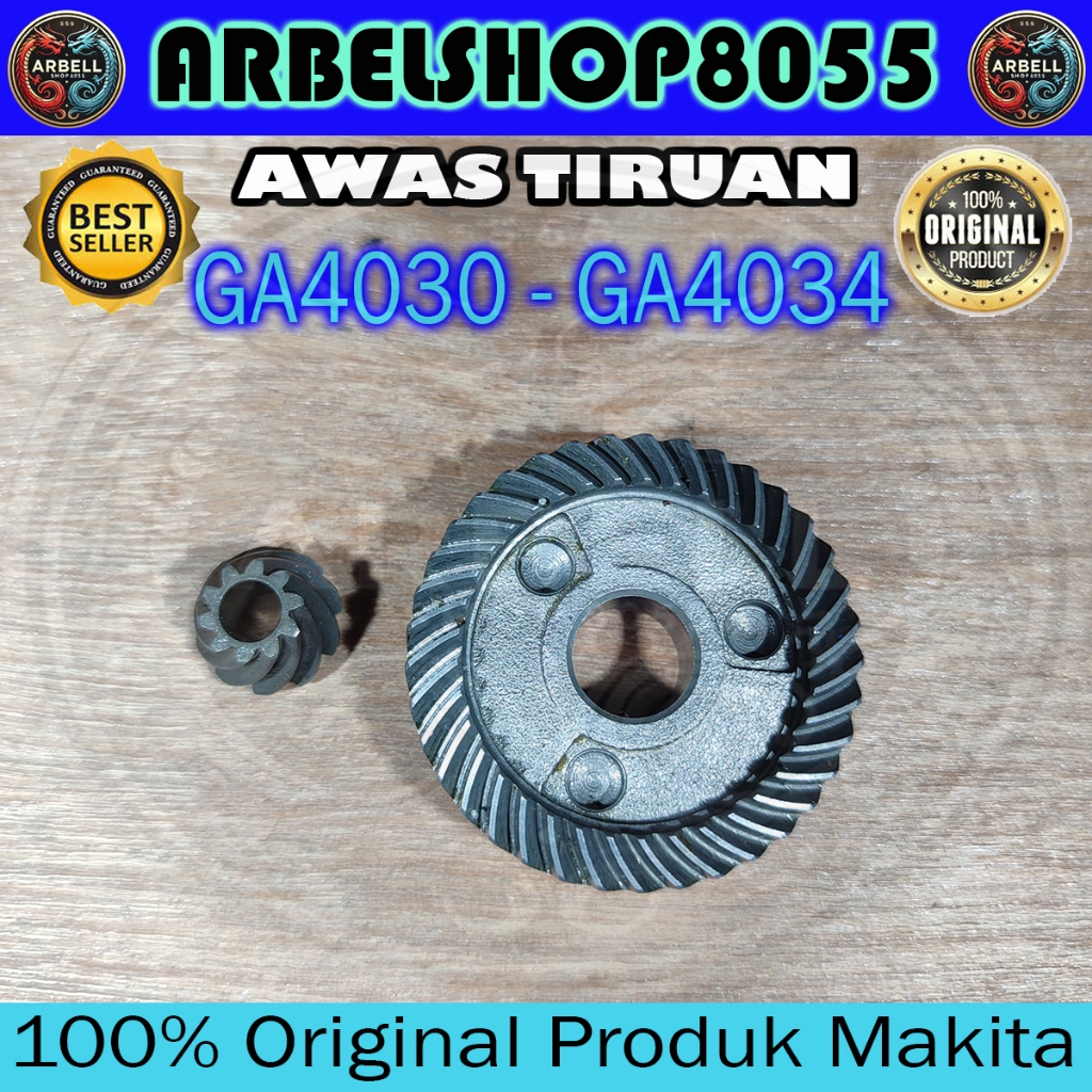 SPIRAL BEVEL GEAR 10 - SPIRAL BEVEL GEAR 37 - GEAR SET MESIN GERINDA MAKITA GA4030 - GA4034 GIGI NAN