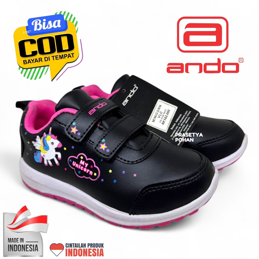 Sepatu Sekolah TK PAUD SD SMP SMA Anti Slip Original ANDO - Sepatu Anak Laki dan Perempuan TK SD SMP