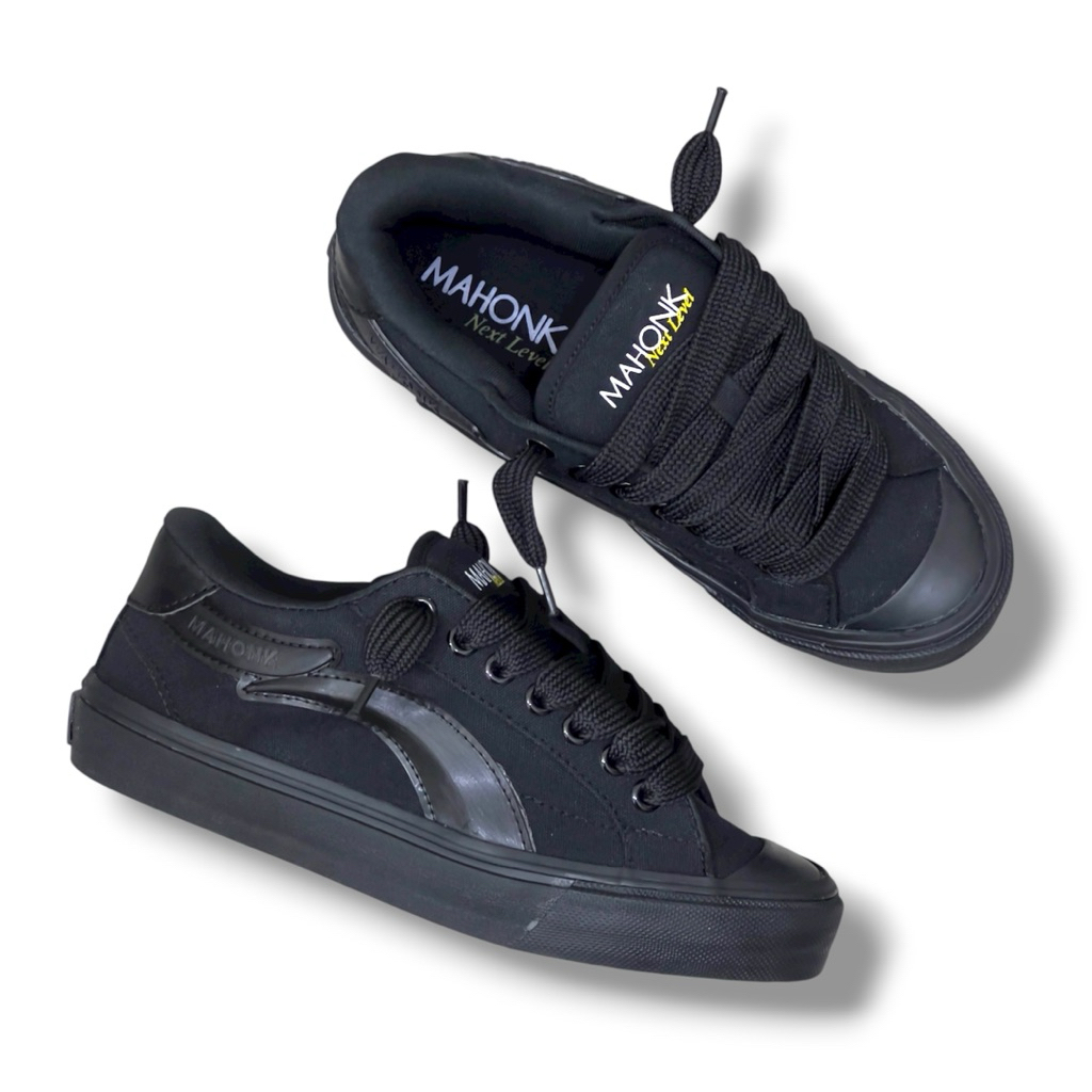 SEPATU MAHONK MAXBOLD LUNAR FULL BLACK - Original Lokal Brand - Sepatu Gemuk Hitam Polos