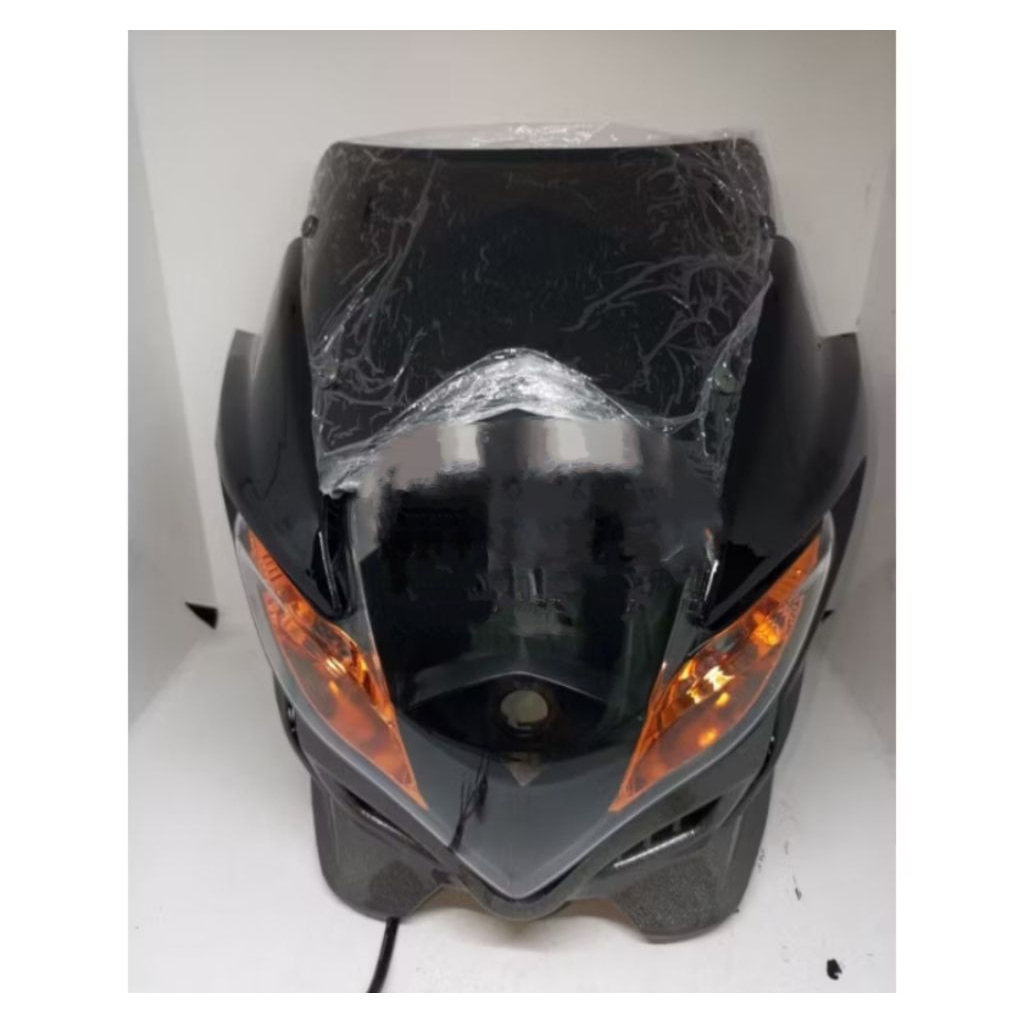 Kedok Reflektor Lampu Depan Satria FU Barong/Old Custom Hitam Oranye Komplit Plus Bohlam Socket