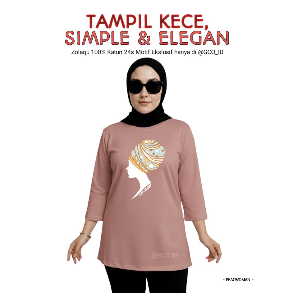 Semitunik Oversize Zolaqu Original Terbaru 2025 Motif Terbatas | Kaos Wanita Dewasa Pink Peach Motif