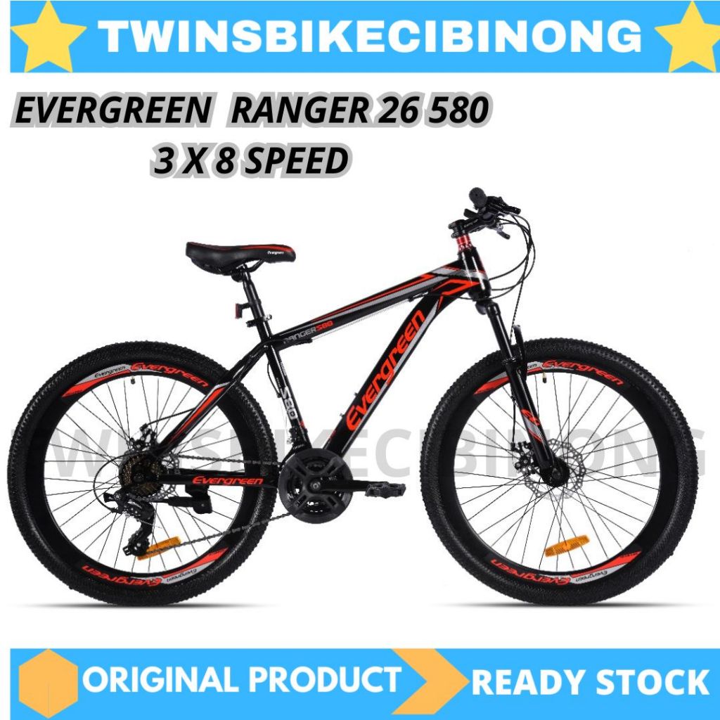 Sepeda Gunung 26 MTB EVERGREEN RANGER 580 3 x 8 Speed