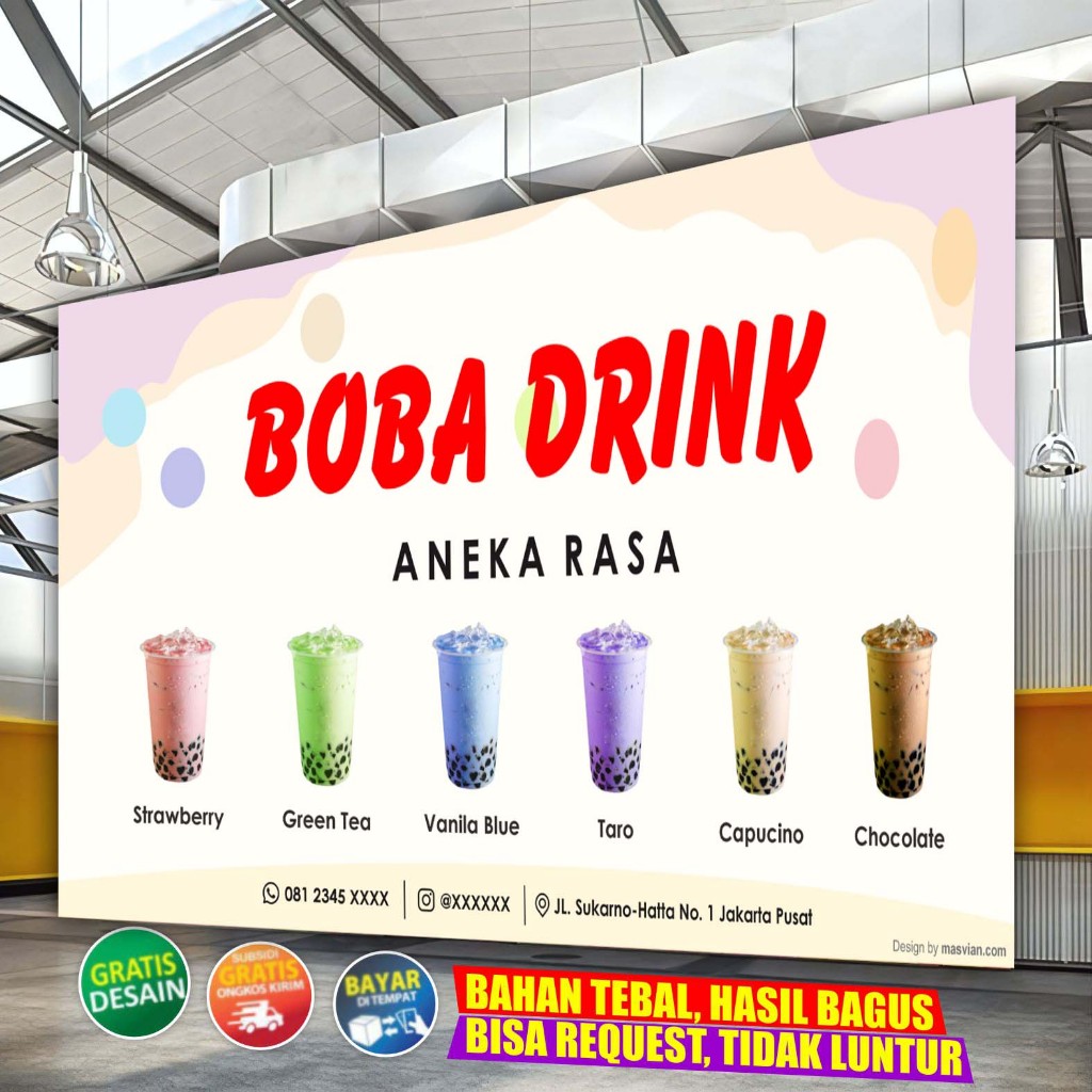 Spanduk Banner Jualan Minuman Boba Drink Terlaris