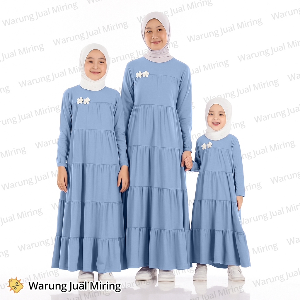 Gamis Susun Dewasa & Remaja Anak Couple - Baju Ibu Muslim Perempuan Dress Jumbo Bahan Jersey Polos S