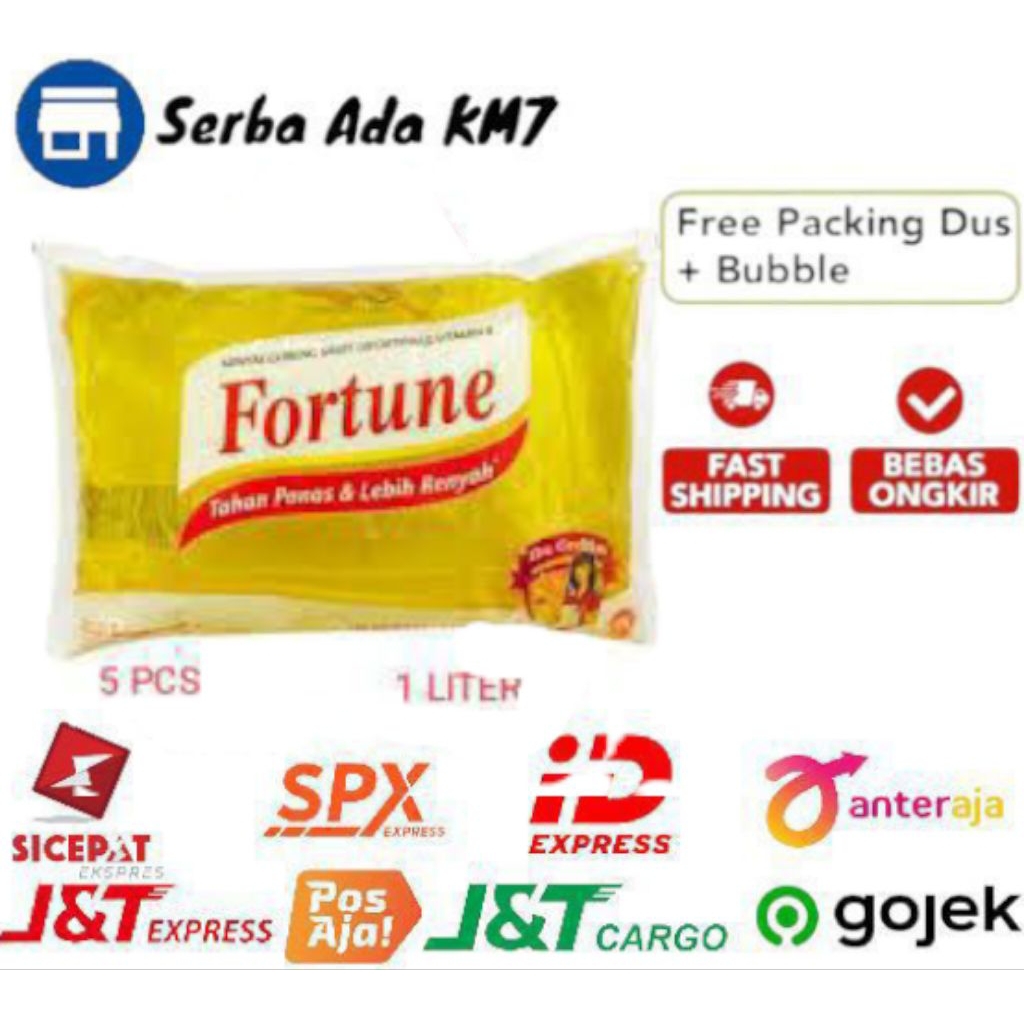 MINYAK FORTUNE / MINYAK SAWIT / MINYAK GORENG. 1 LITER ISI 5 PCS