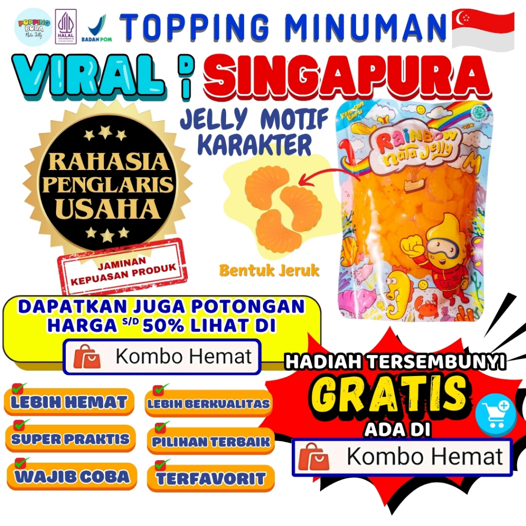 Jelly Motif Karakter Topping Minuman - Jelly Bentuk Jeruk Cocok Untuk Semua Minuman