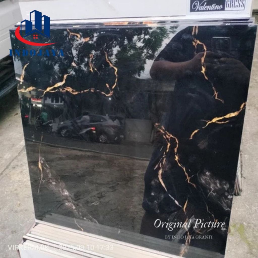 granit lantai 60x60 hitam gold keramik lantai/dinding hitam corak emas glass polyshed