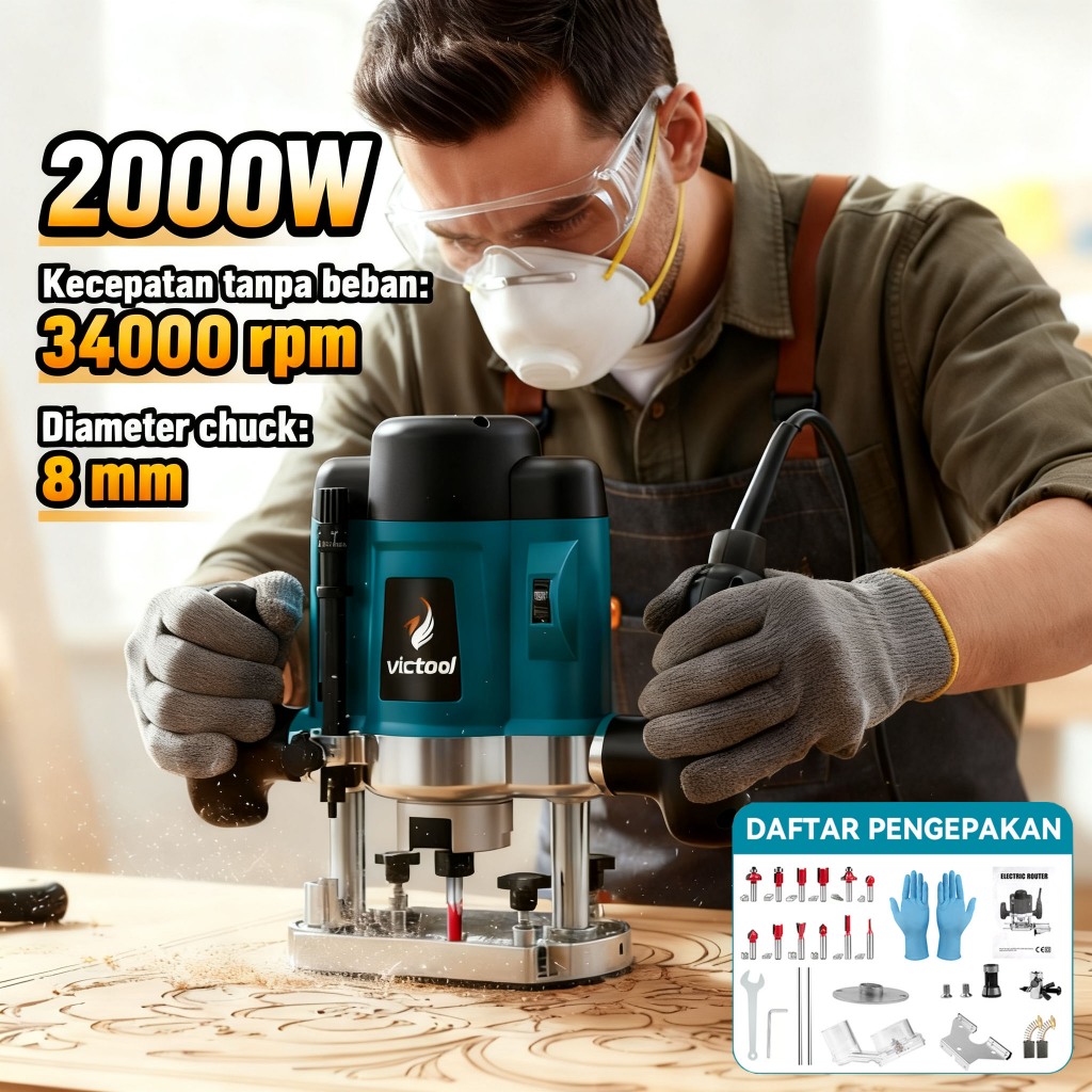 VICTOOL 1700W Mesin Potong Kayu, Mesin Potong Kayu Lapis, Jigsaw Listrik, Mesin pemotong Tepi Mesin 