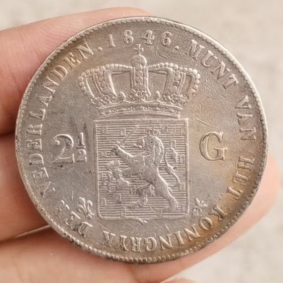 koin perak 2,5 Gulden Willem 2 thn 1846
