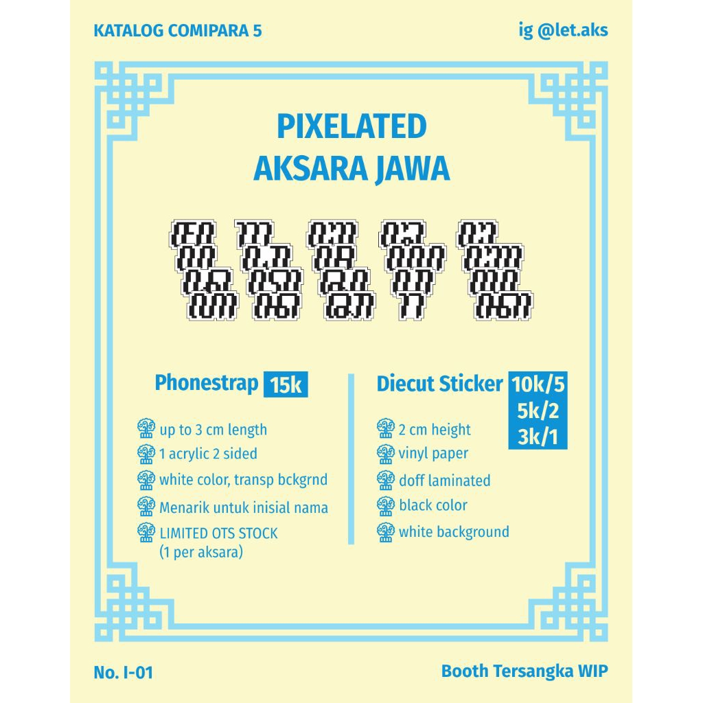 Stiker Diecut Sticker Pixelated Aksara Jawa by @letaks - Aftersale Comipara 5