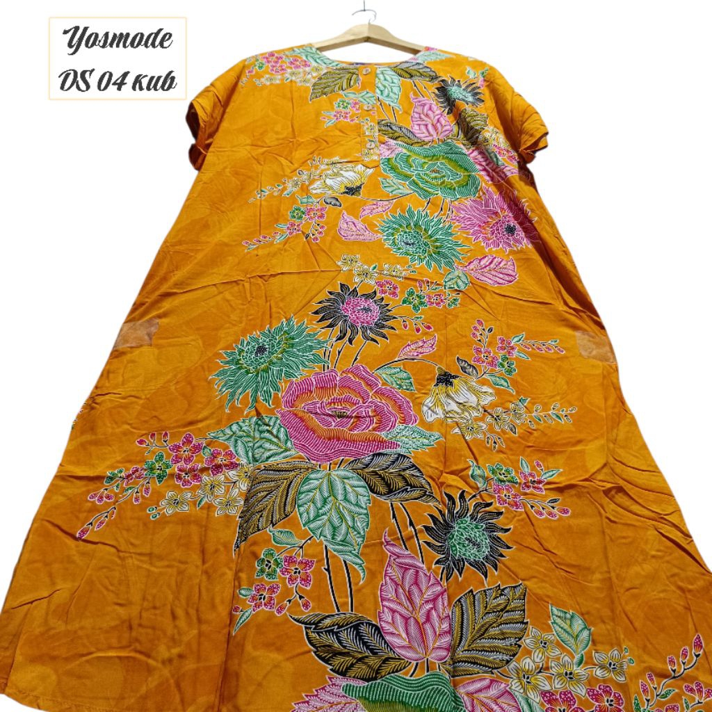 DASTER LENGAN PENDEK BUNSUI ASLI BATIK KENCANA UNGU LEBEL BIRU LD 120 CM PB 115 CM DRESS SANTAI WANI