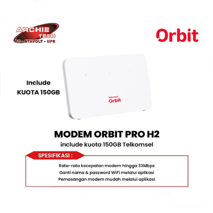 MODEM ORBIT PRO H2 include kuota 150GB Telkomsel