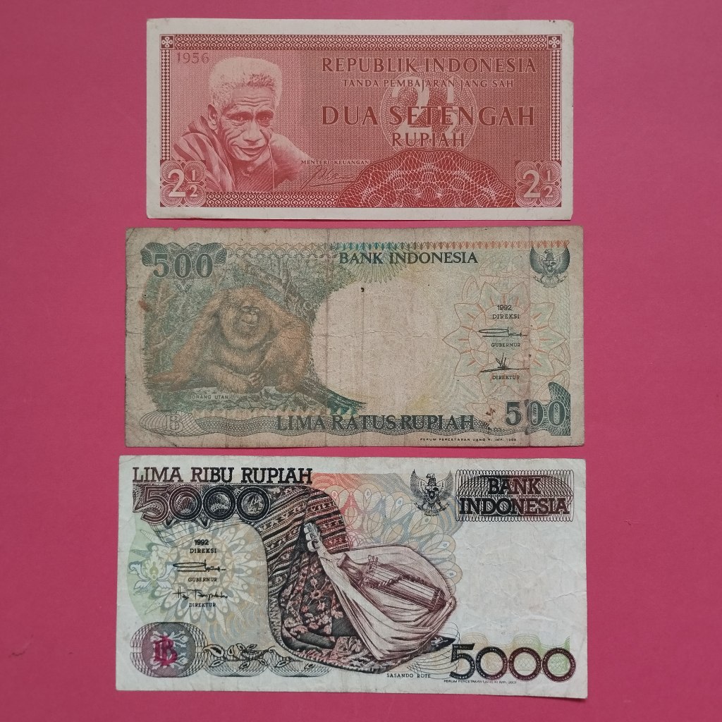 Uang Kuno Kertas Rp 2,5, Rp 500 Dan Rp 5000 UK 021