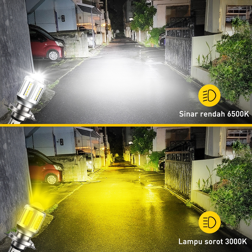 hot deals lampu motor led h6 h4 t19 p15d projector super terang 2 warna kuning putih 6000lm halogen