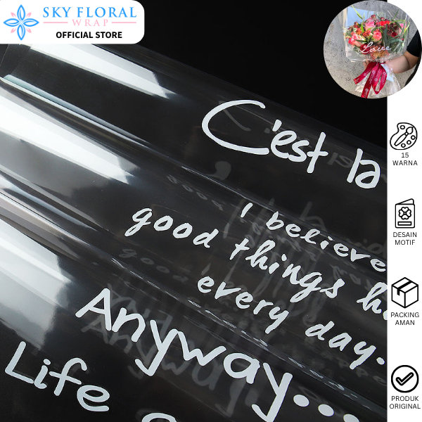 Sky Floral Wrap Transparent Cellophane Kertas Buket Bening Flower Wrapping Paper KB6049