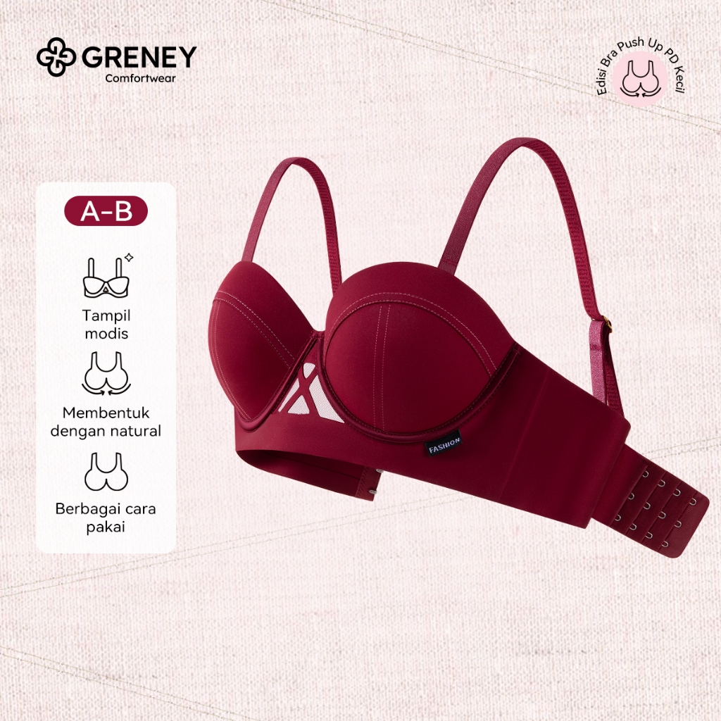 Greney- Bra Vintage Gaya Prancis Desain silang berlubang Bentuk natural  Menopang dengan baik Tali b