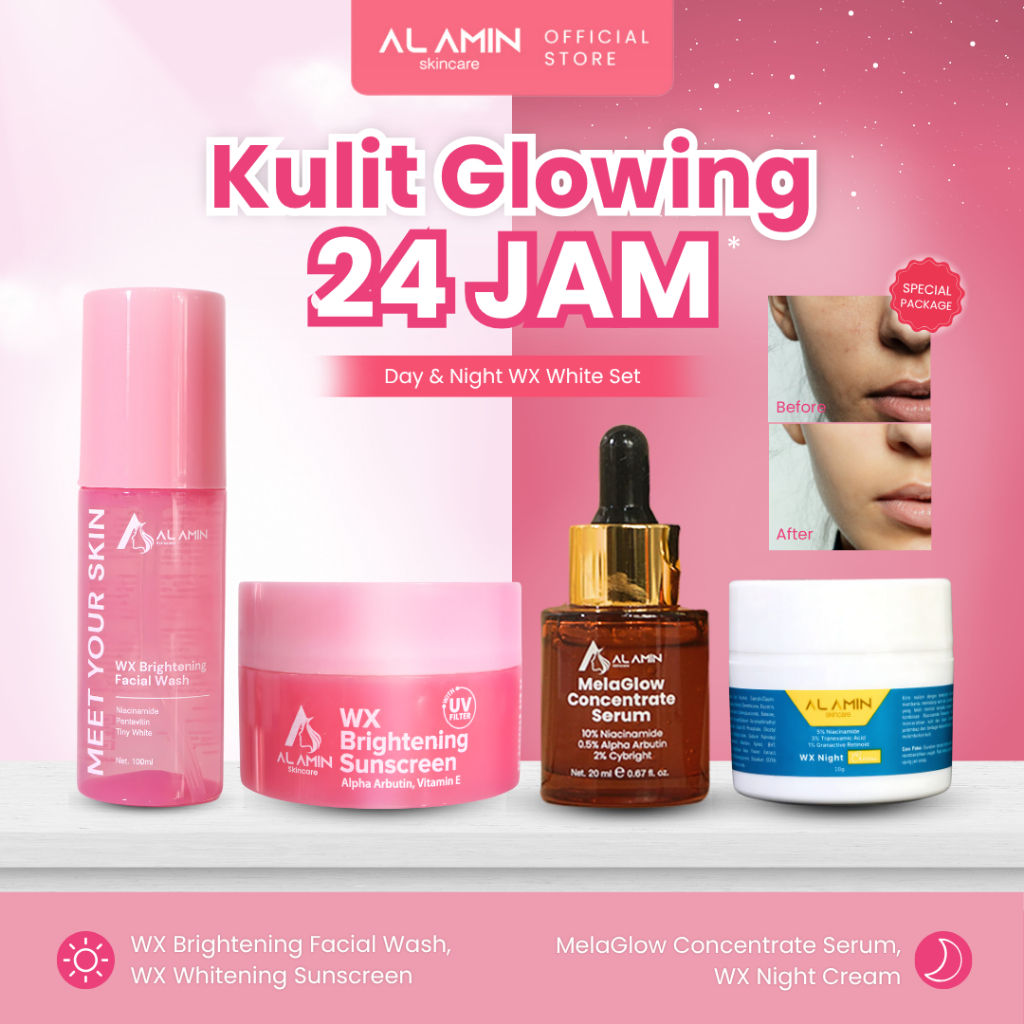 Paket Skincare Mencerahkan Wajah & Menyamarkan Flek Hitam – Day & Night WX White Set | Al Amin Skinc